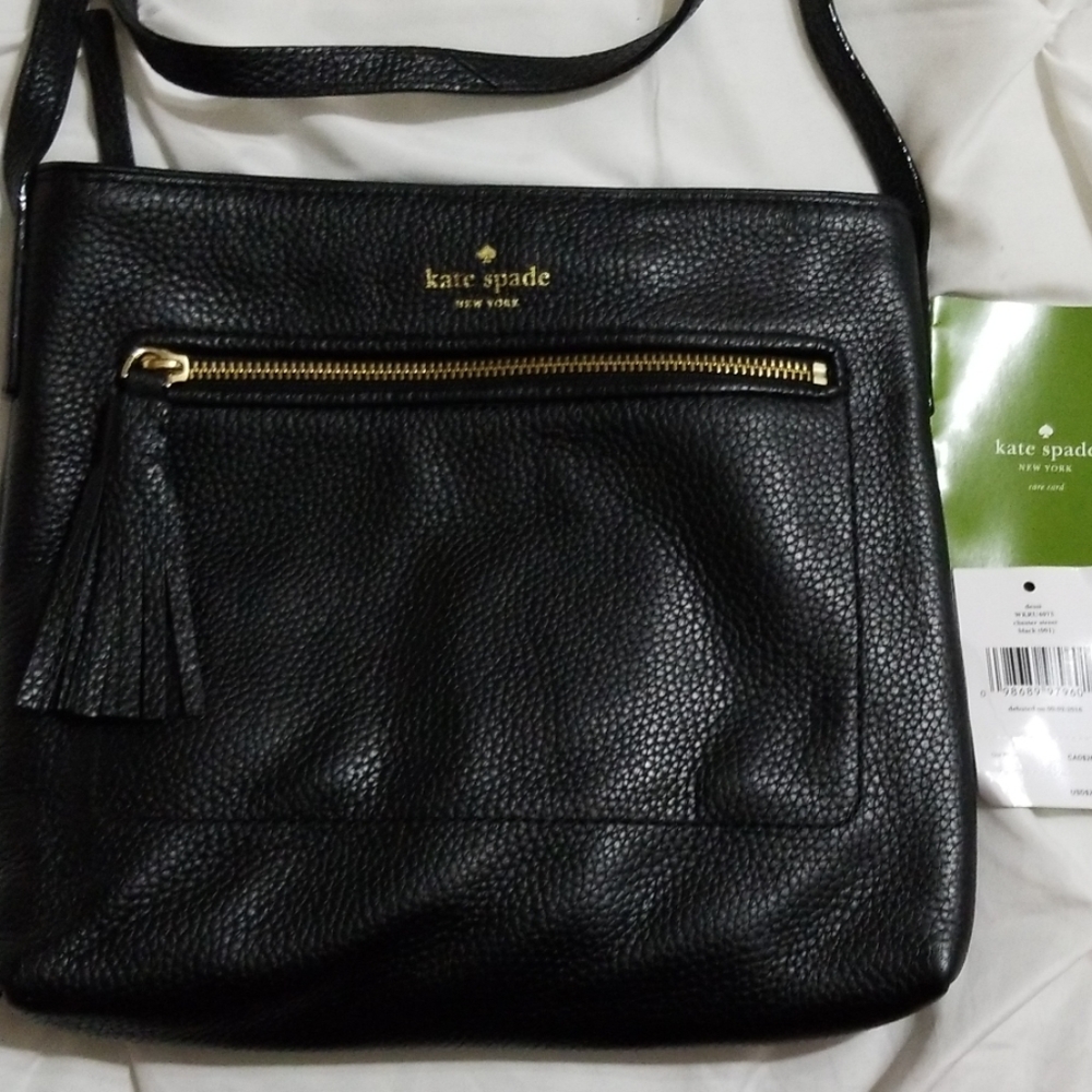 Kate Spade Black Leather Crossbody, with tags